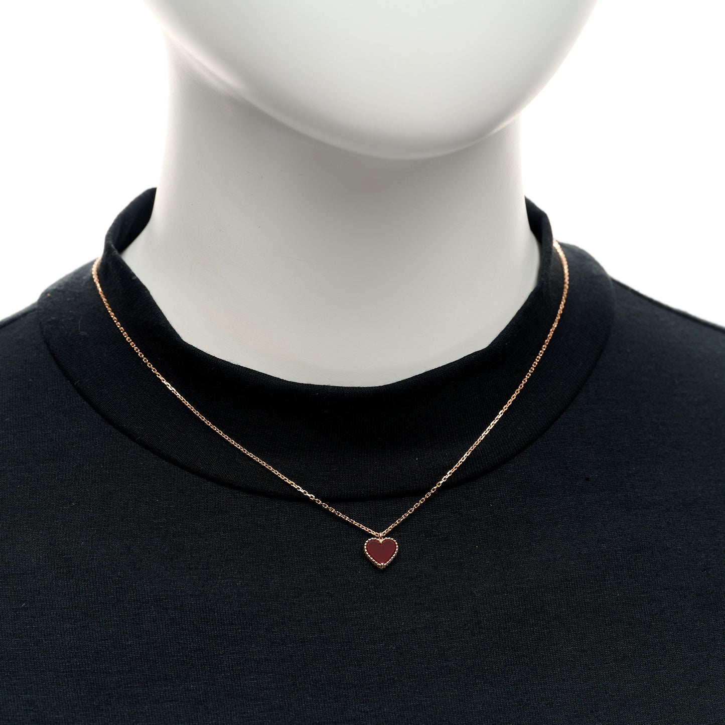 18k Rose Gold Carnelian Sweet Alhambra Heart Pendant Necklace