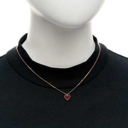 Van Cleef & Arpels 18k Rose Gold Carnelian Sweet Alhambra Heart Pendant Necklace 2 of 6