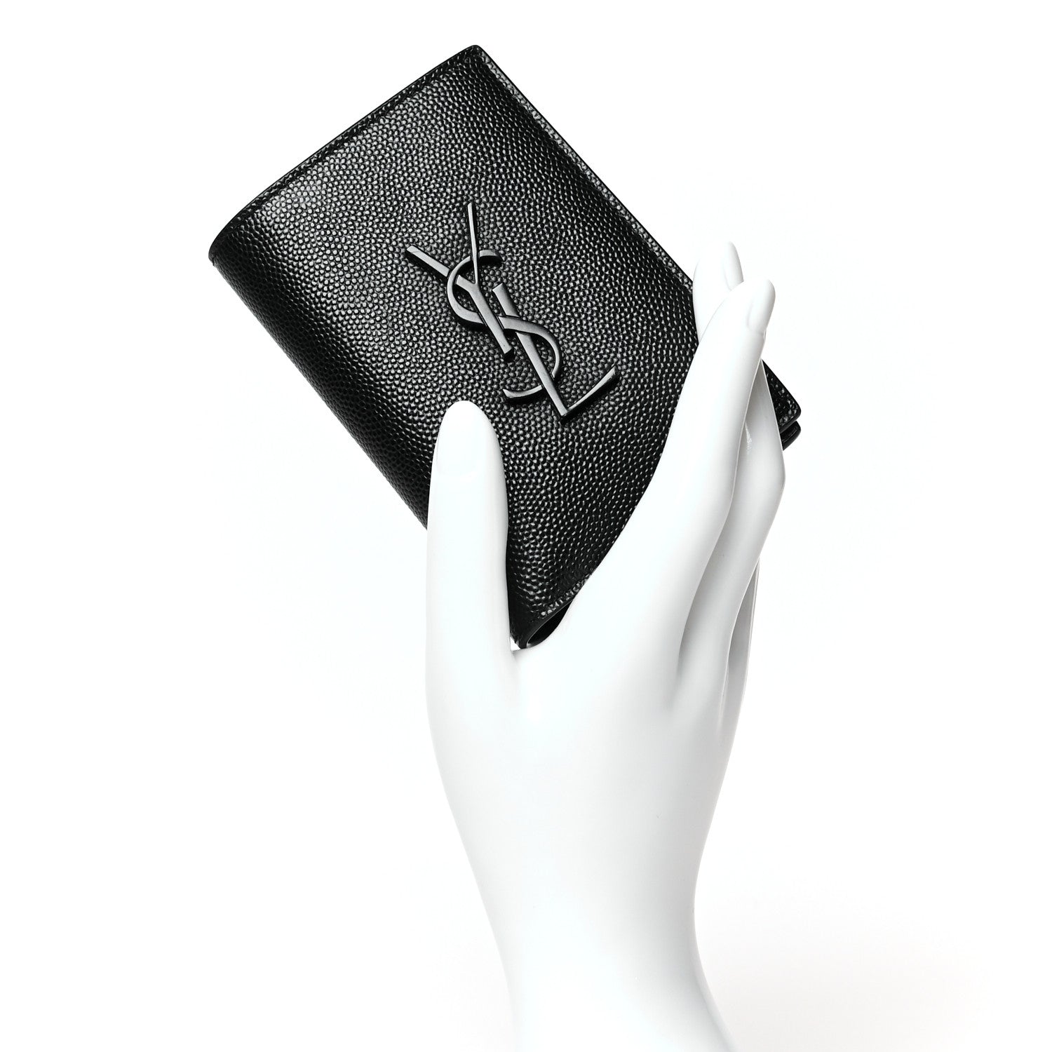 Saint Laurent Grain De Poudre Monogram Bi-Fold Wallet Black 2 of 7