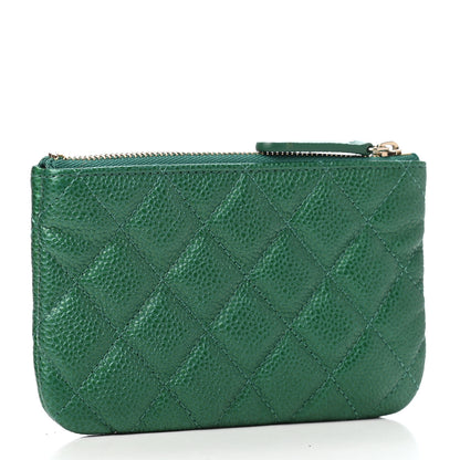 Chanel Metallic Caviar Quilted Small Cosmetic Case Green 3 of 8