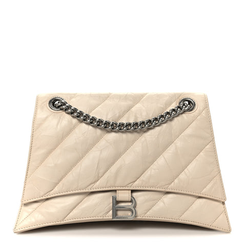 Crushed Calfskin Quilted Medium Crush Chain Bag Nude