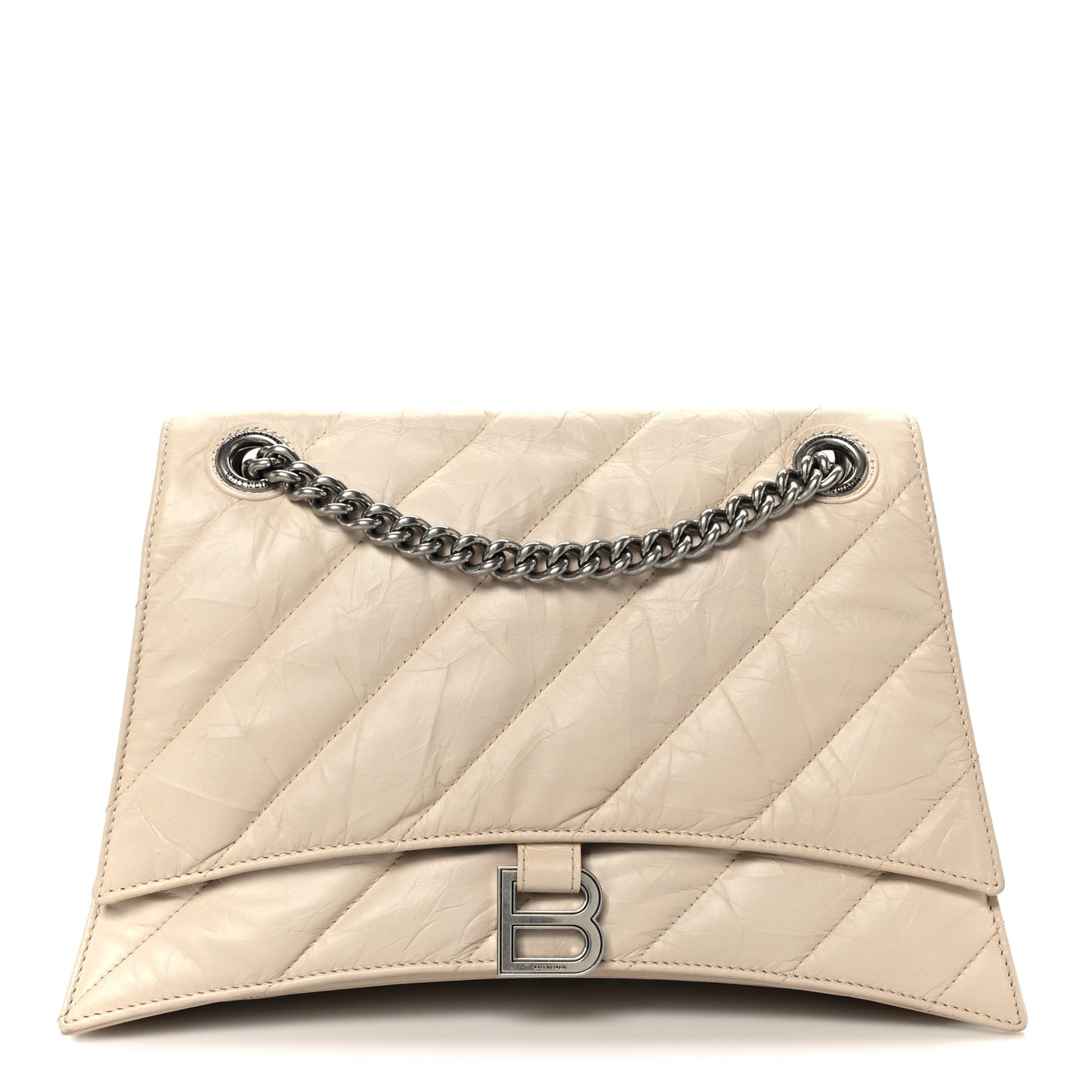 Crushed Calfskin Quilted Medium Crush Chain Bag Nude