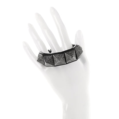 Valentino Garavani Calfskin Crystal Macro Rockstud Bracelet Black 2 of 9