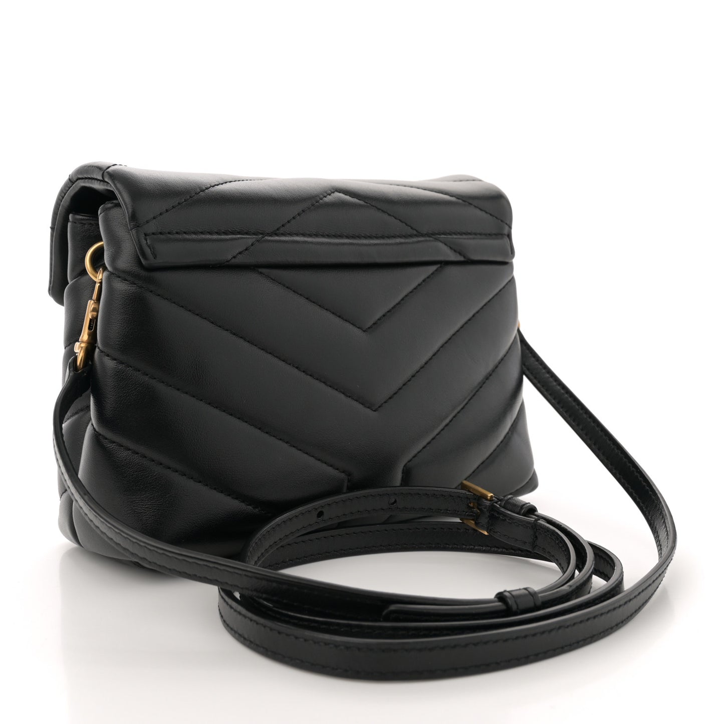 Calfskin Y Quilted Monogram Toy Loulou Crossbody Bag Black