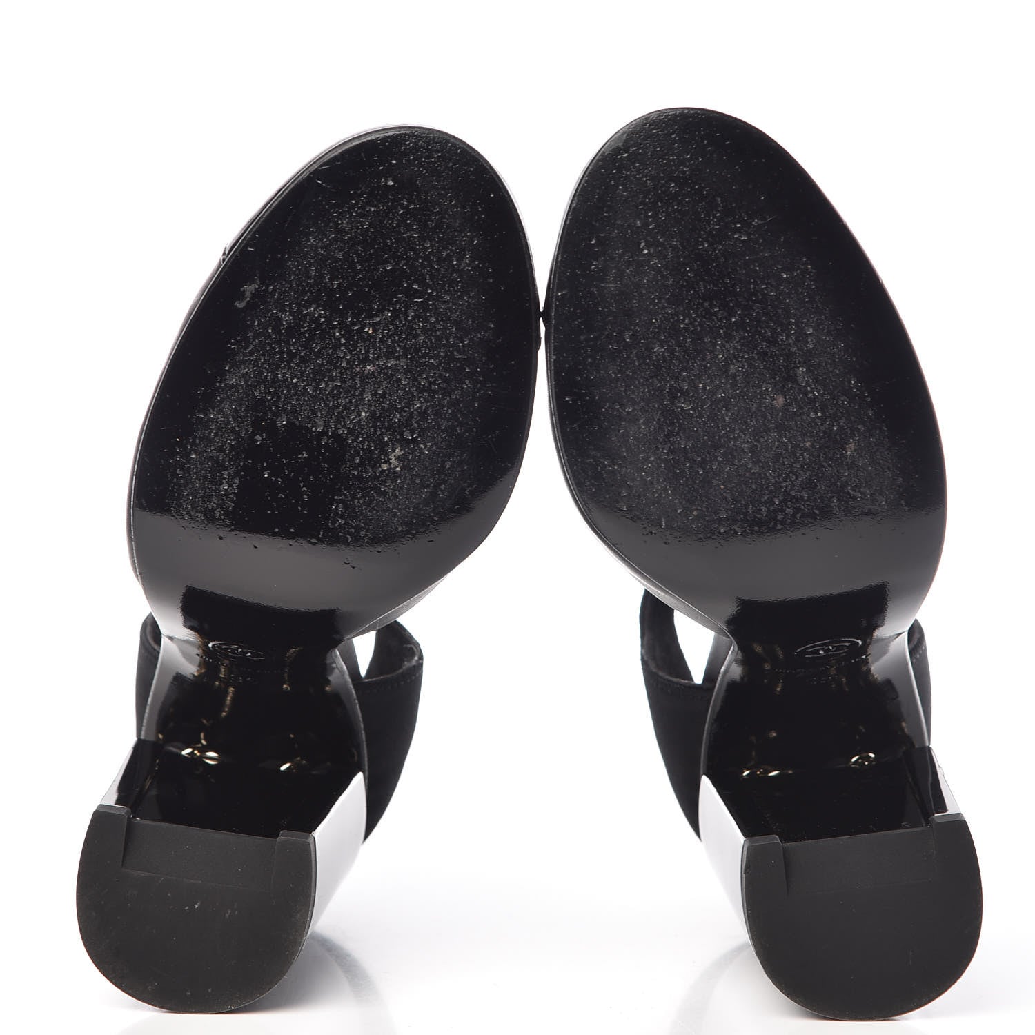 Chanel Lambskin Patent Grosgrain Chain CC Pumps 35 Black 5 of 11