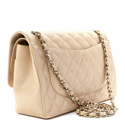 Chanel Iridescent Caviar Quilted Jumbo Double Flap Beige 3 of 11