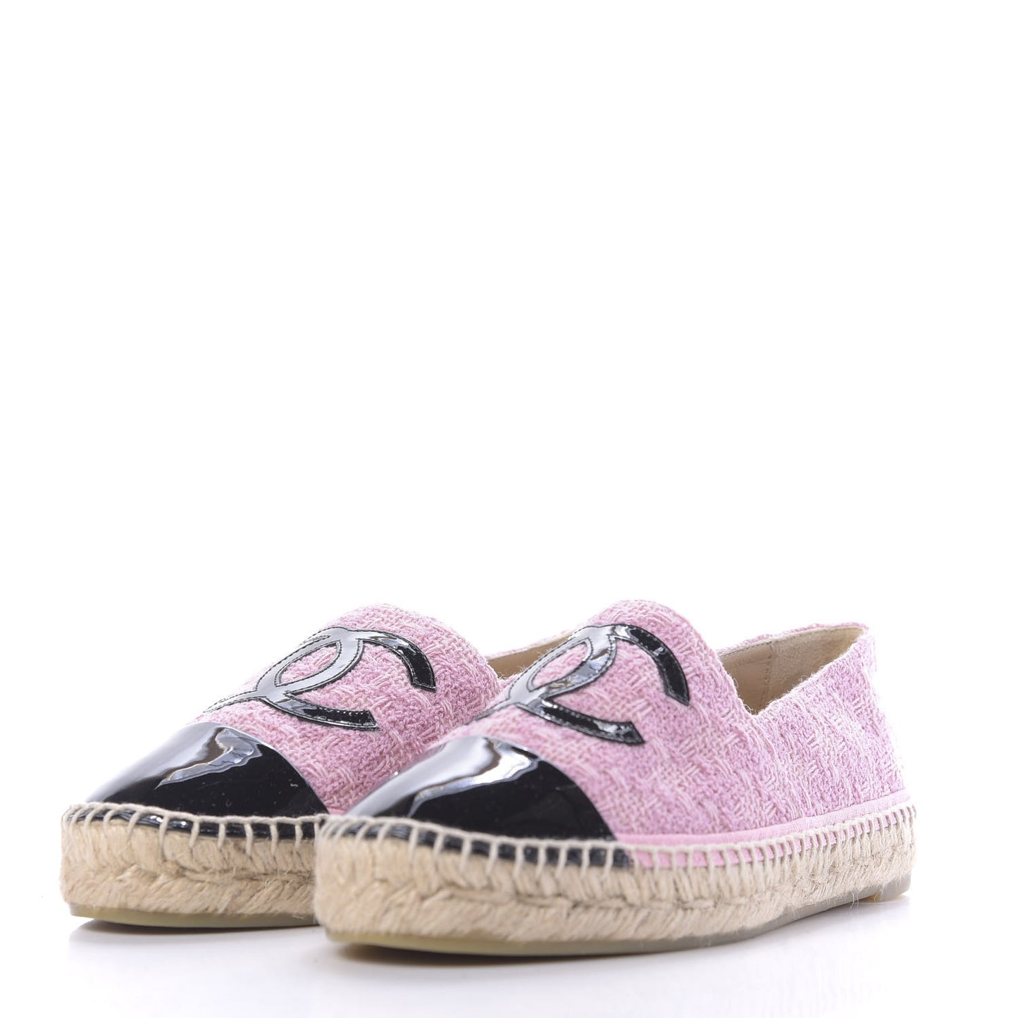 Tweed Patent CC Espadrilles 38 Pink Black