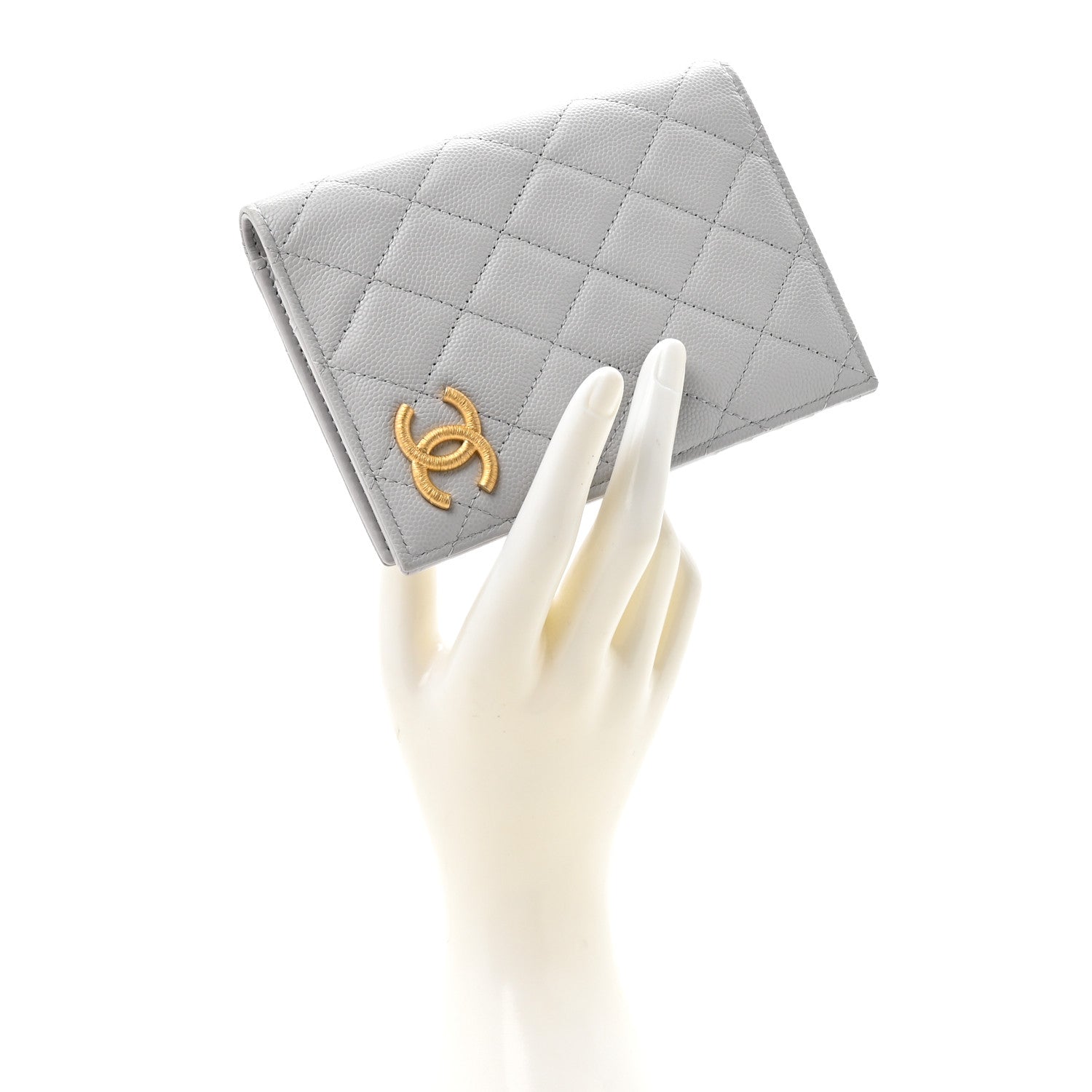 Chanel Caviar Quilted CC Passport Holder Grey 2 of 9