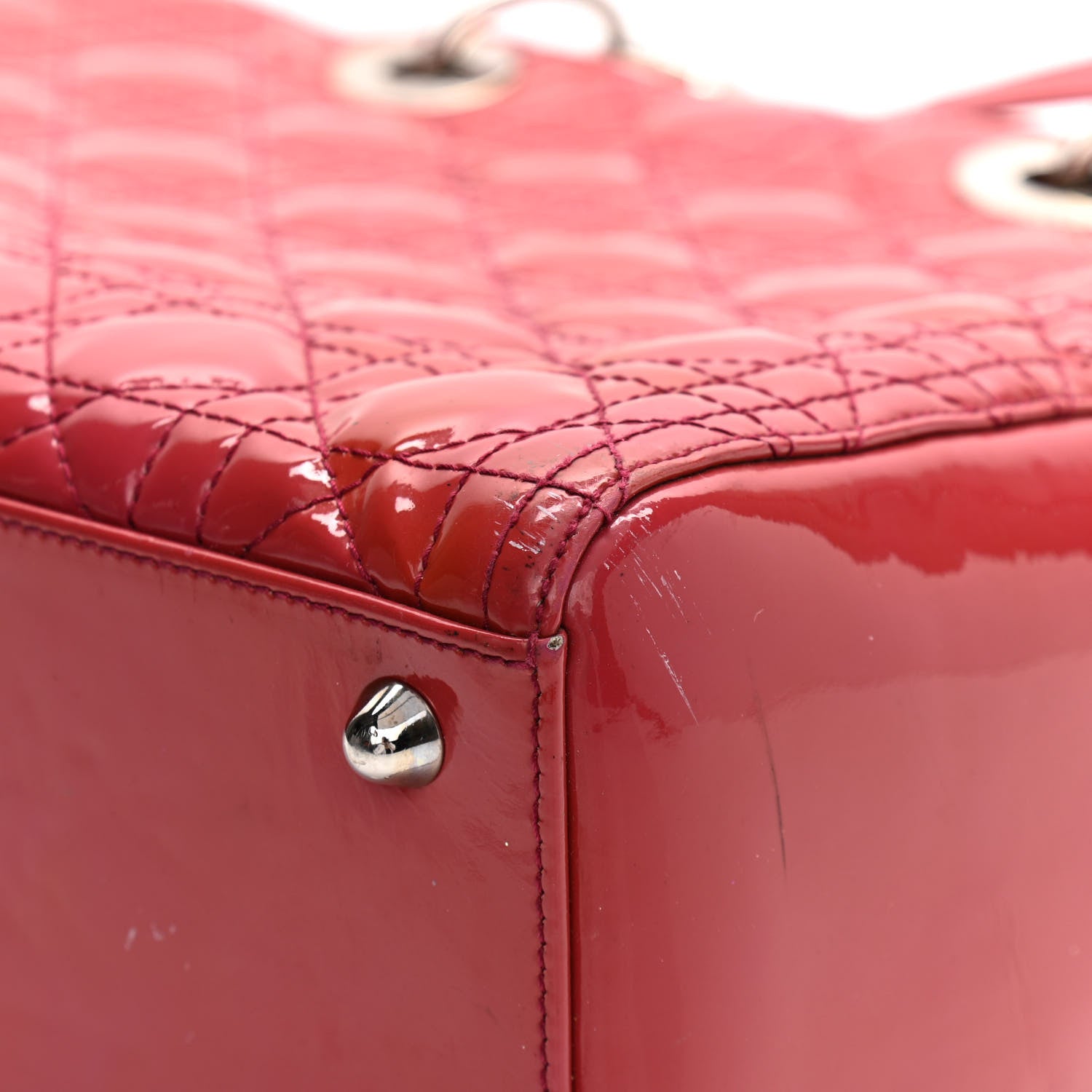 Christian Dior Patent Cannage Large Lady Dior Fuchsia 11 of 16