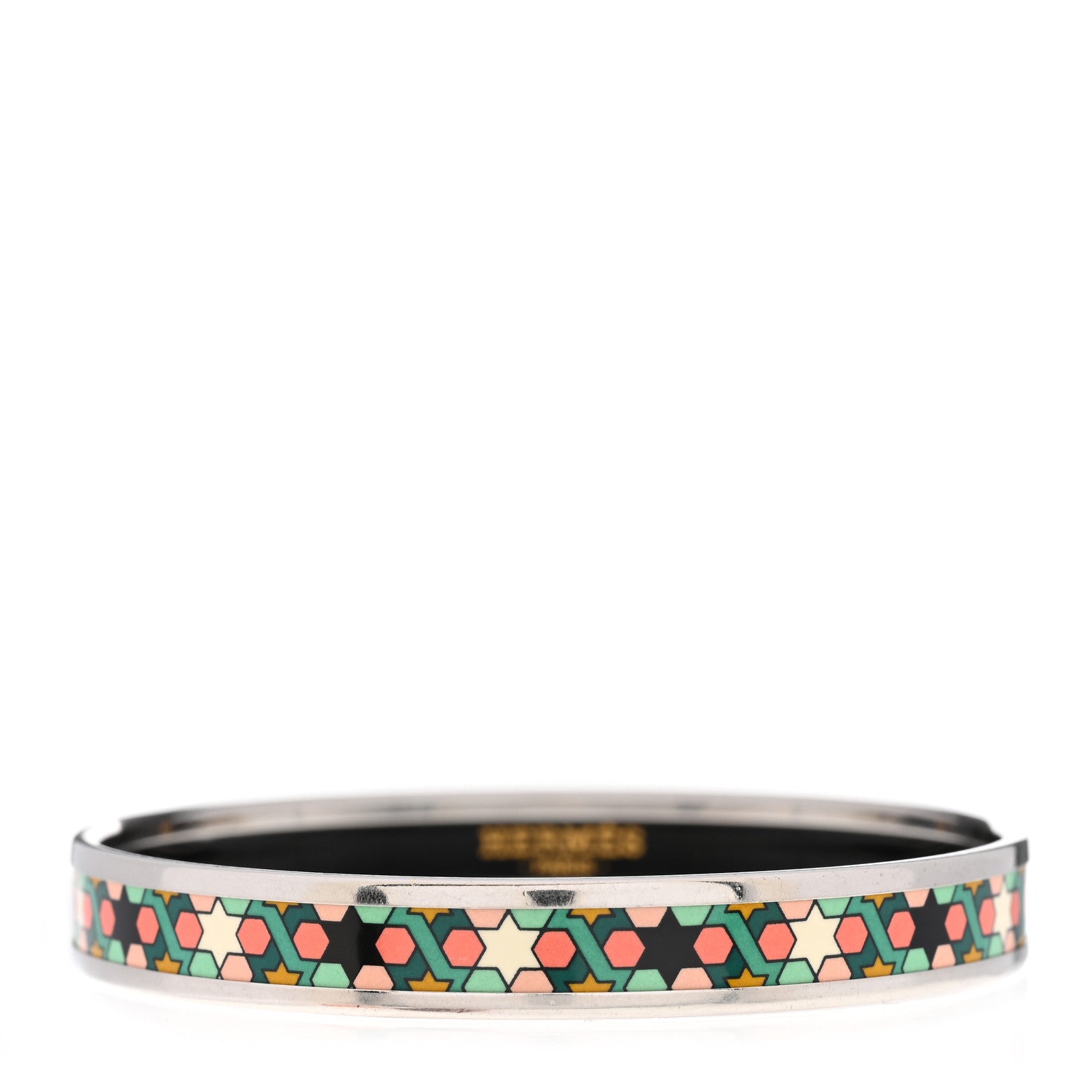 Hermes Enamel Printed Narrow Rose de Compas Bracelet 65 1 of 6