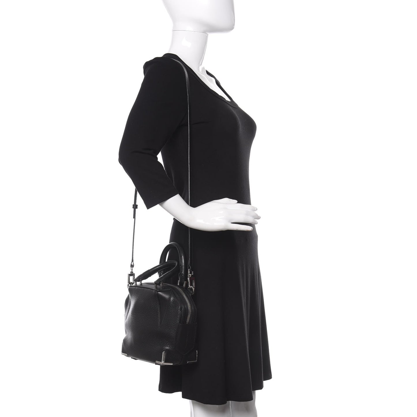 Pebbled Calfskin Mini Emile Black Silver Hardware