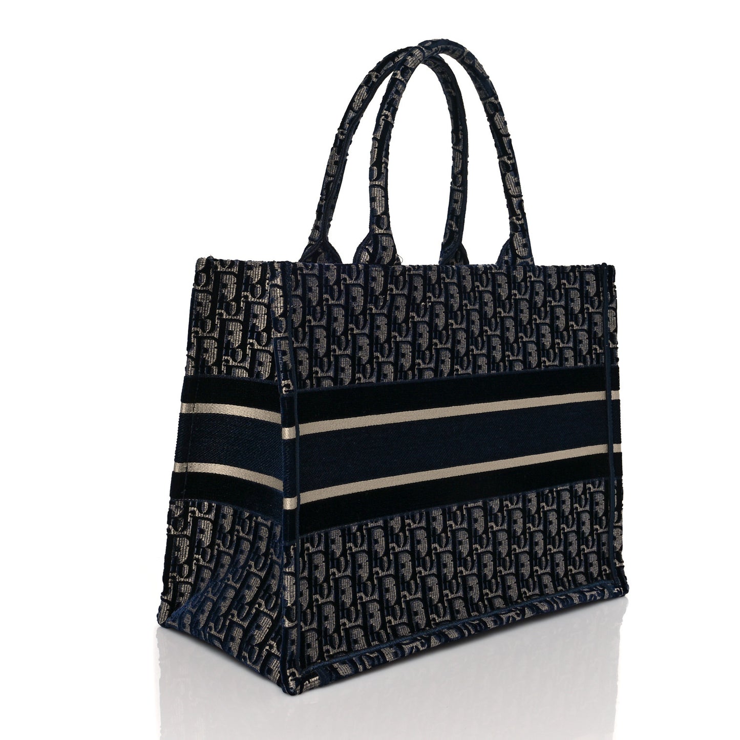 Oblique Velvet Medium Book Tote Blue Multicolor