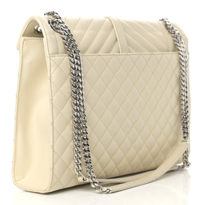 Saint Laurent Grain De Poudre Textured Mixed Matelasse Large Triquilt Monogram Satchel Porcellana 2 of 15