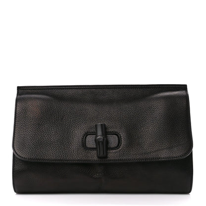 Gucci Pebbled Calfskin Bamboo Daily Clutch Black 1 of 13