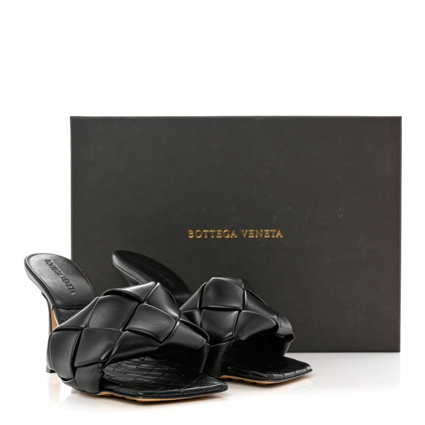 Nappa Maxi Intrecciato Lido Mule Sandals 35.5 Black