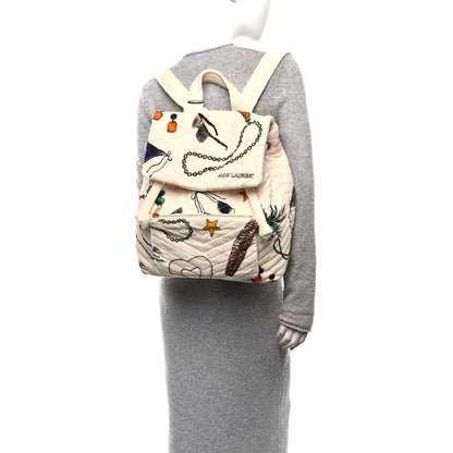 Saint Laurent Terrycloth Summer Print Matelasse Backpack Poudre White Multicolor 2 of 10