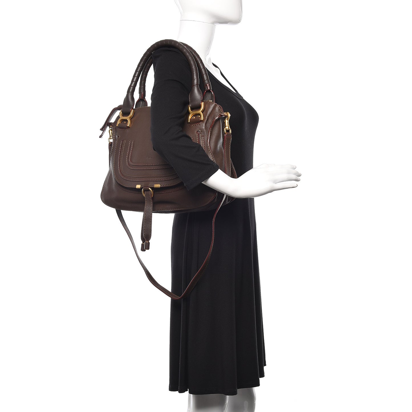 Calfskin Medium Marcie Satchel Truffle