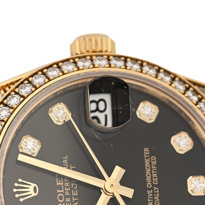 Rolex 18K Yellow Gold Diamond 31mm Oyster Perpetual Datejust President Watch Black 178158 6 of 7