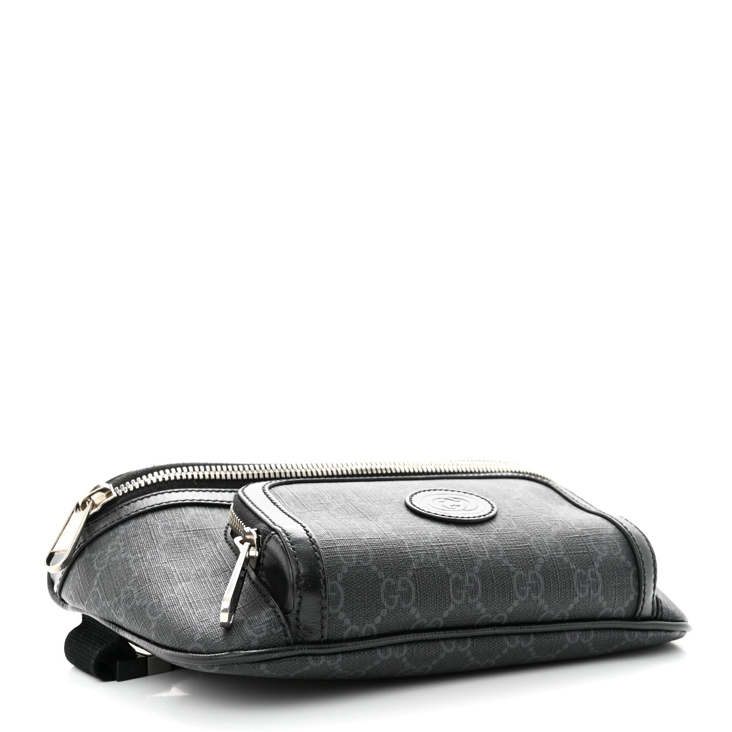 Gucci GG Supreme Monogram Textured Calfskin Retro Interlocking G Belt Bag Black 4 of 10