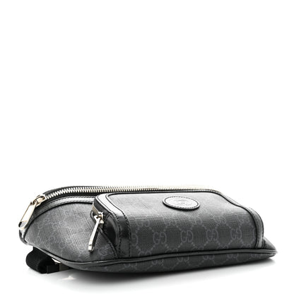 Gucci GG Supreme Monogram Textured Calfskin Retro Interlocking G Belt Bag Black 4 of 10