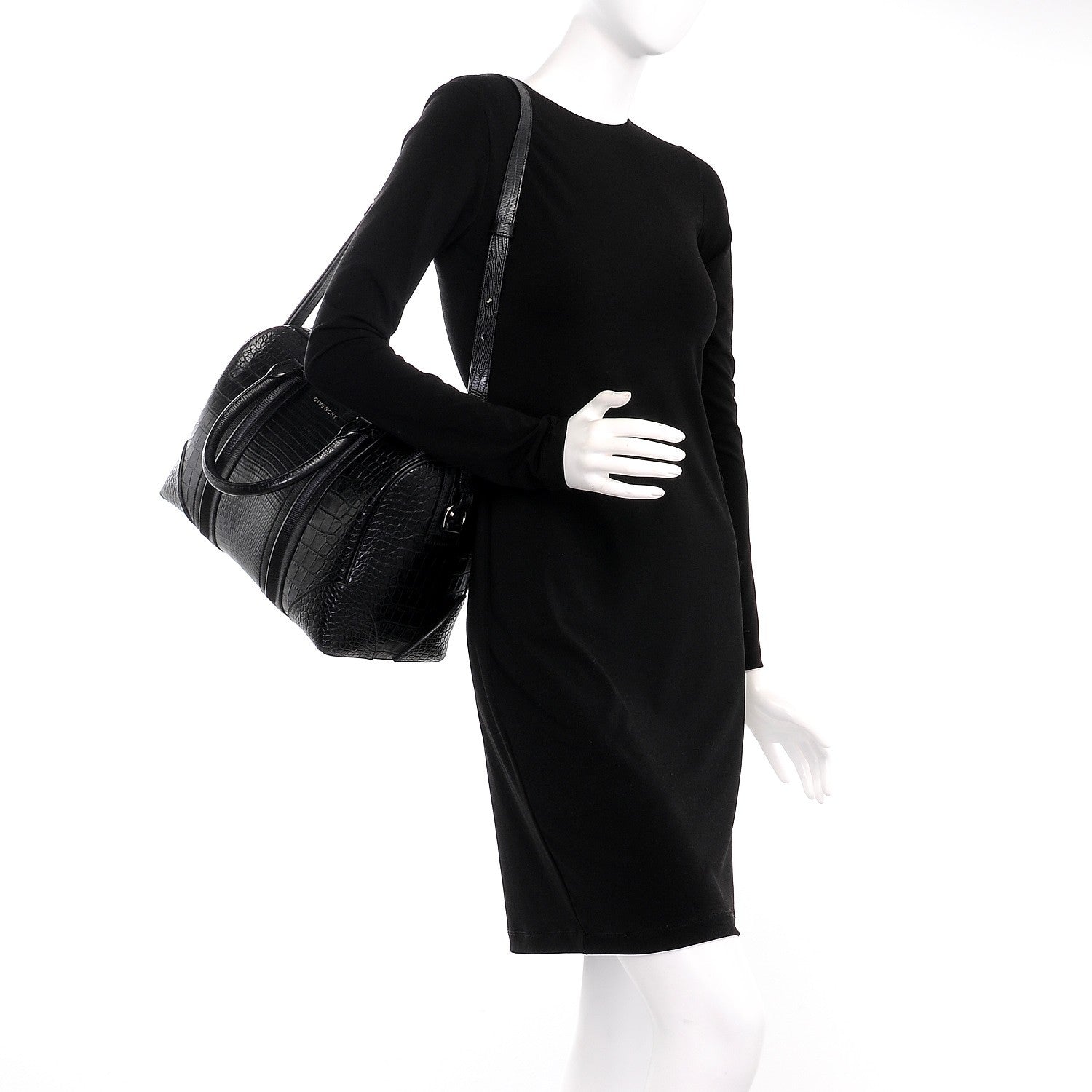 Givenchy Calfskin Crocodile Embossed Medium Lucrezia Black 2 of 7