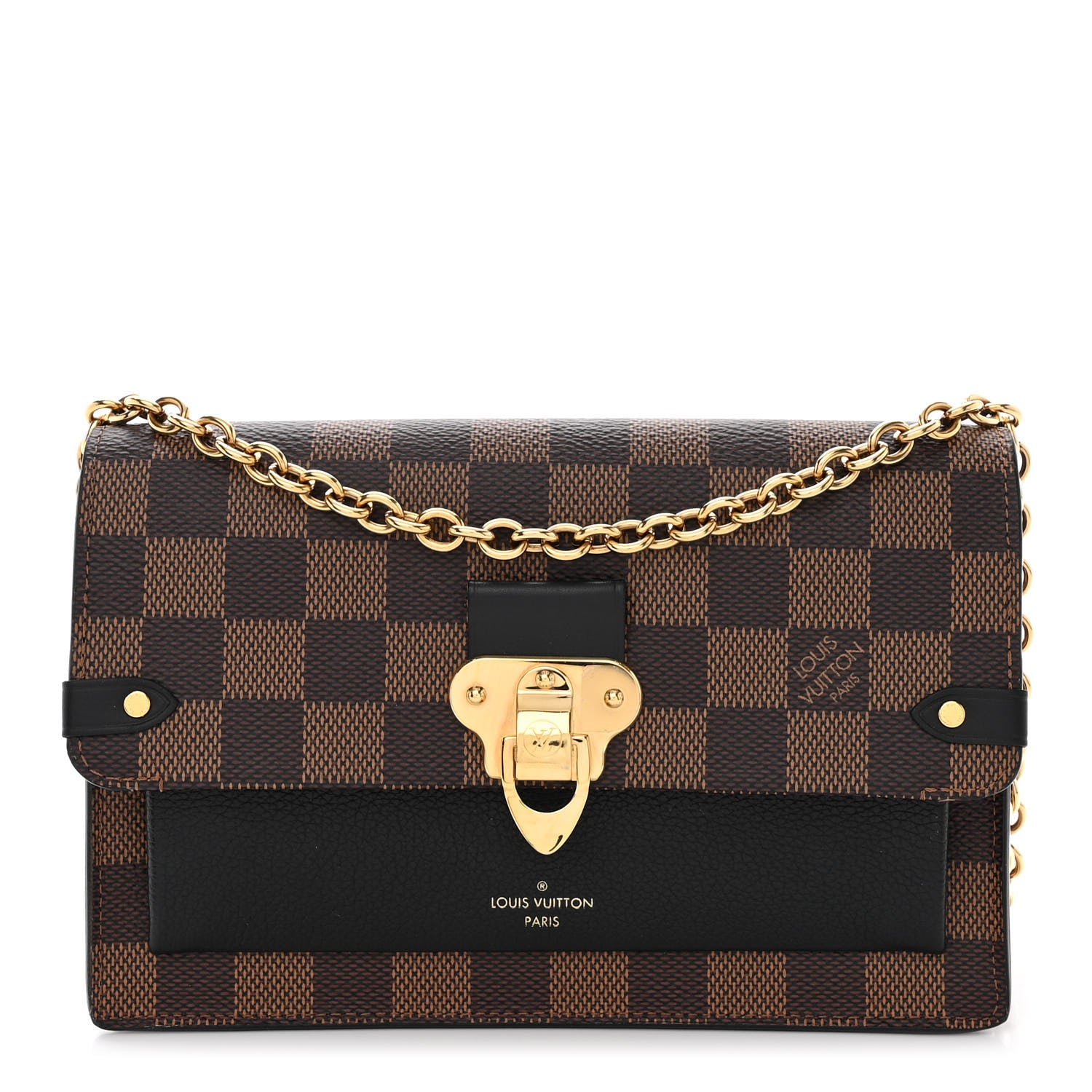 Louis Vuitton Damier Ebene Vavin Chain Wallet Black 1 of 10