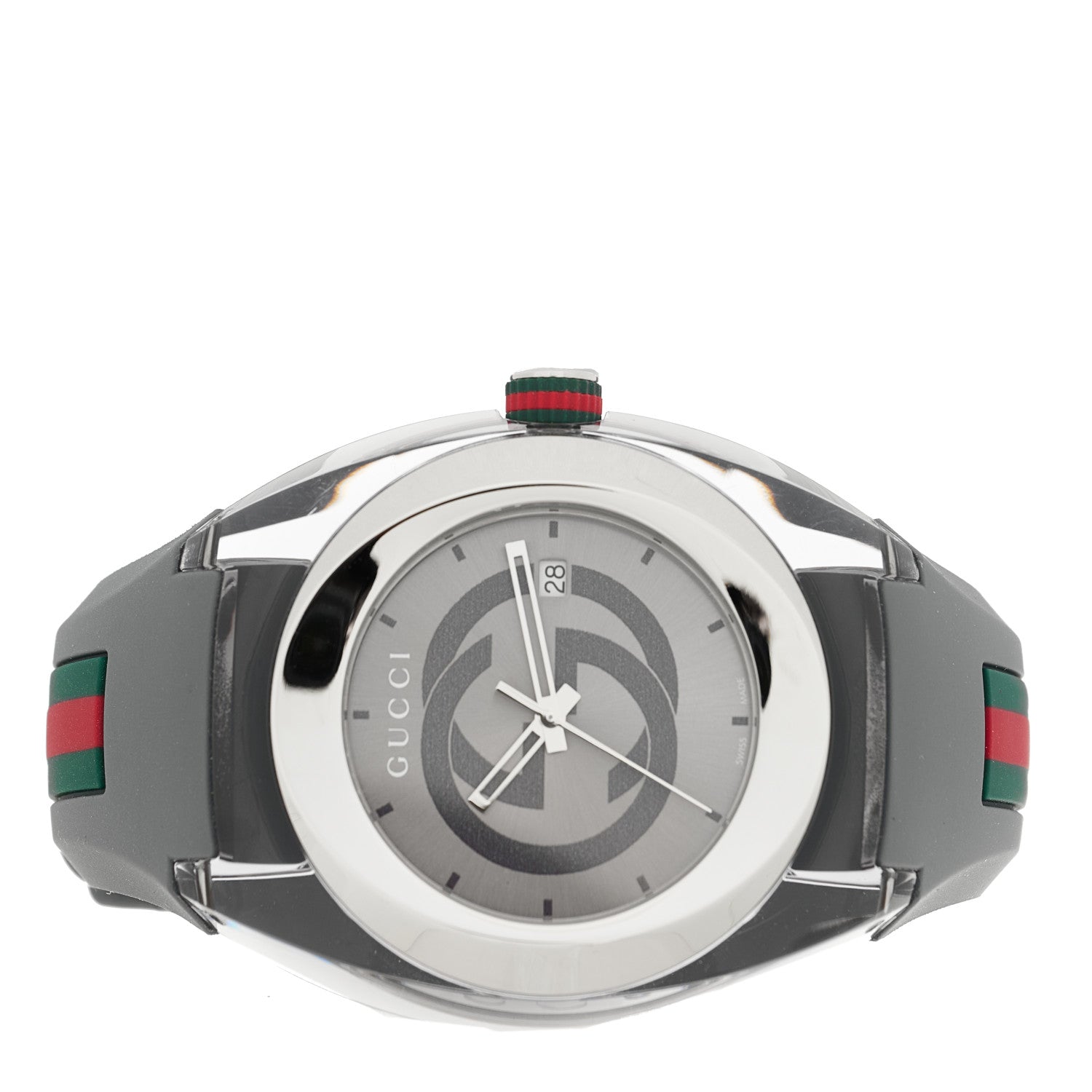 Gucci Stainless Steel Rubber 46mm Sync Web Quartz Watch Grey 2 of 4