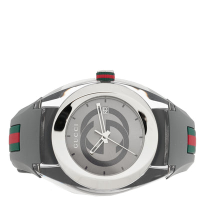 Gucci Stainless Steel Rubber 46mm Sync Web Quartz Watch Grey 2 of 4