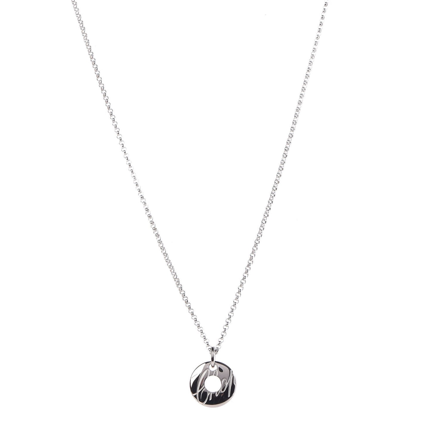 18K White Gold Chopardissimo Disc Pendant Necklace