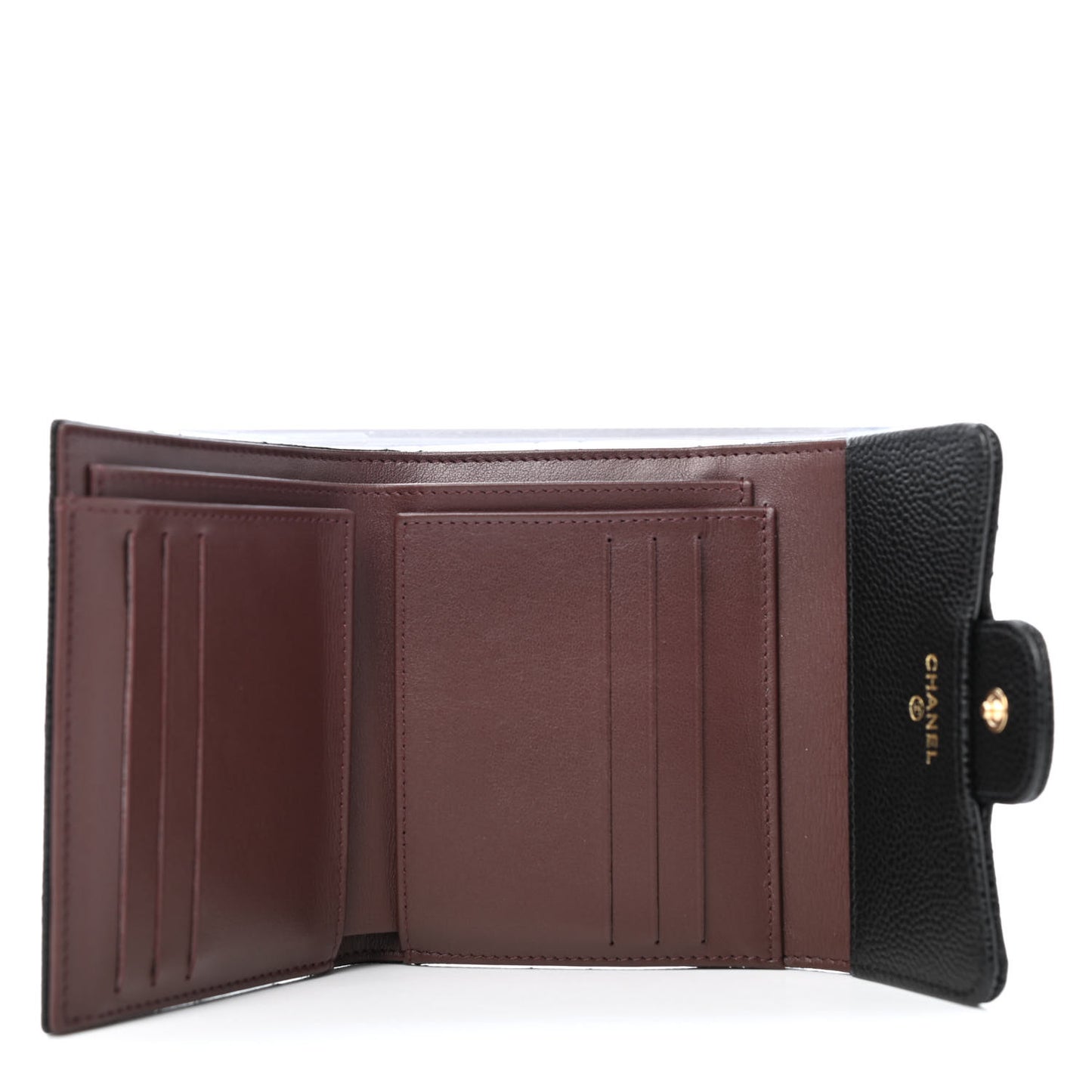Caviar Quilted Compact Flap Wallet Black
