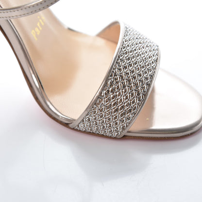 Christian Louboutin Glitter Mesh Choca Lux 100 Sandals 35 Silver 8 of 9