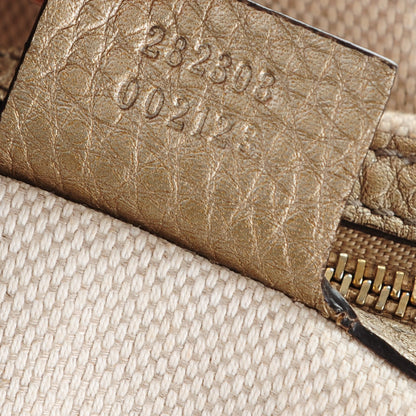 Gucci Metallic Pebbled Calfskin Large Soho Shoulder Bag Golden Beige 7 of 7