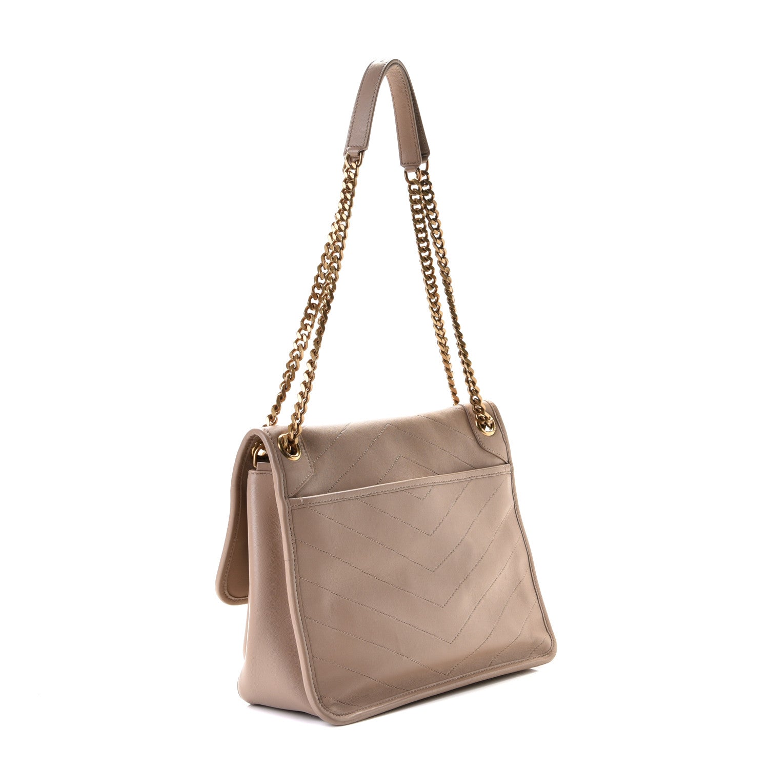 Saint Laurent Lambskin Matelasse Monogram Medium Niki Chain Satchel Dark Beige 2 of 7