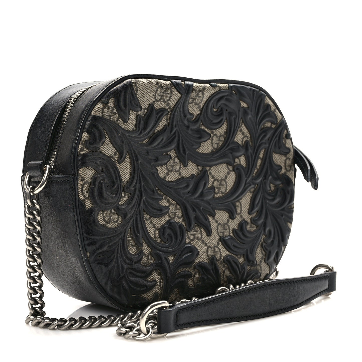 GG Supreme Monogram Arabesque Mini Chain Shoulder Bag Beige Black