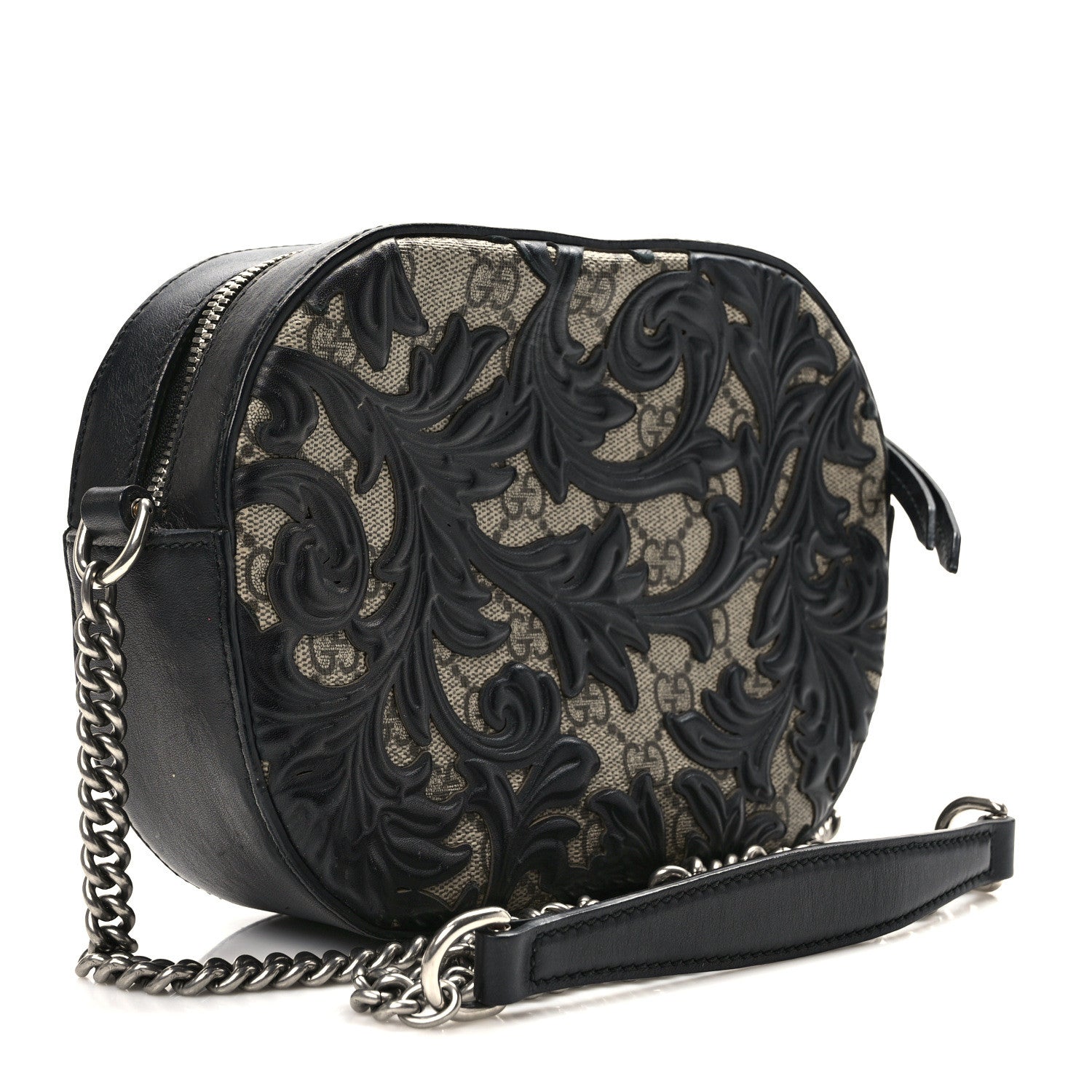 Gucci GG Supreme Monogram Arabesque Mini Chain Shoulder Bag Beige Black 3 of 9