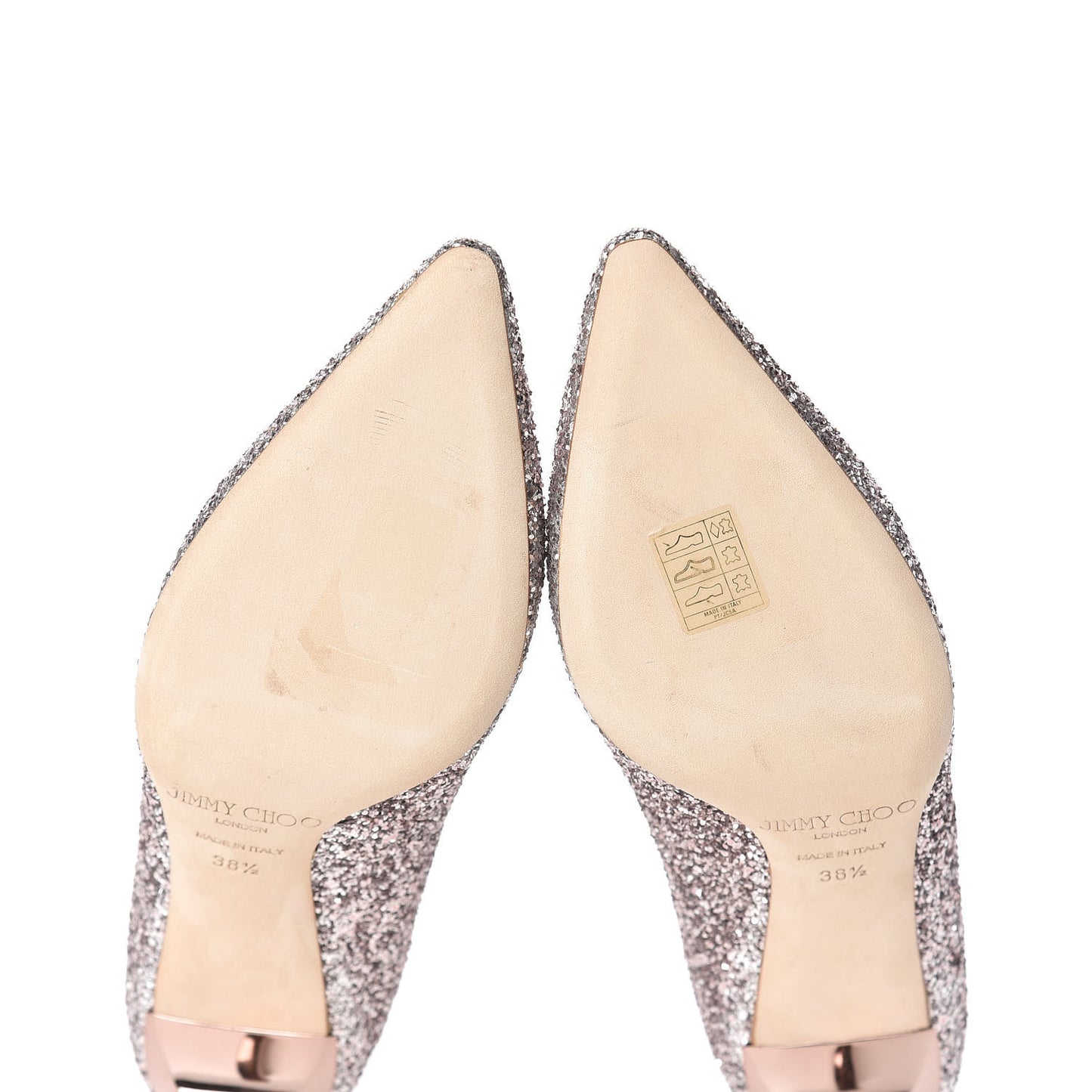 Glitter Pointy Toe Romy 60 Pumps 38.5 Tea Rose
