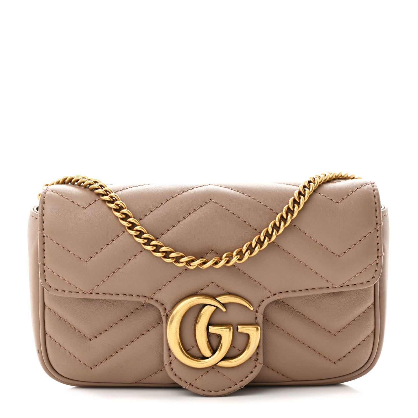 Calfskin Matelasse Super Mini GG Marmont Shoulder Bag Porcelain Rose