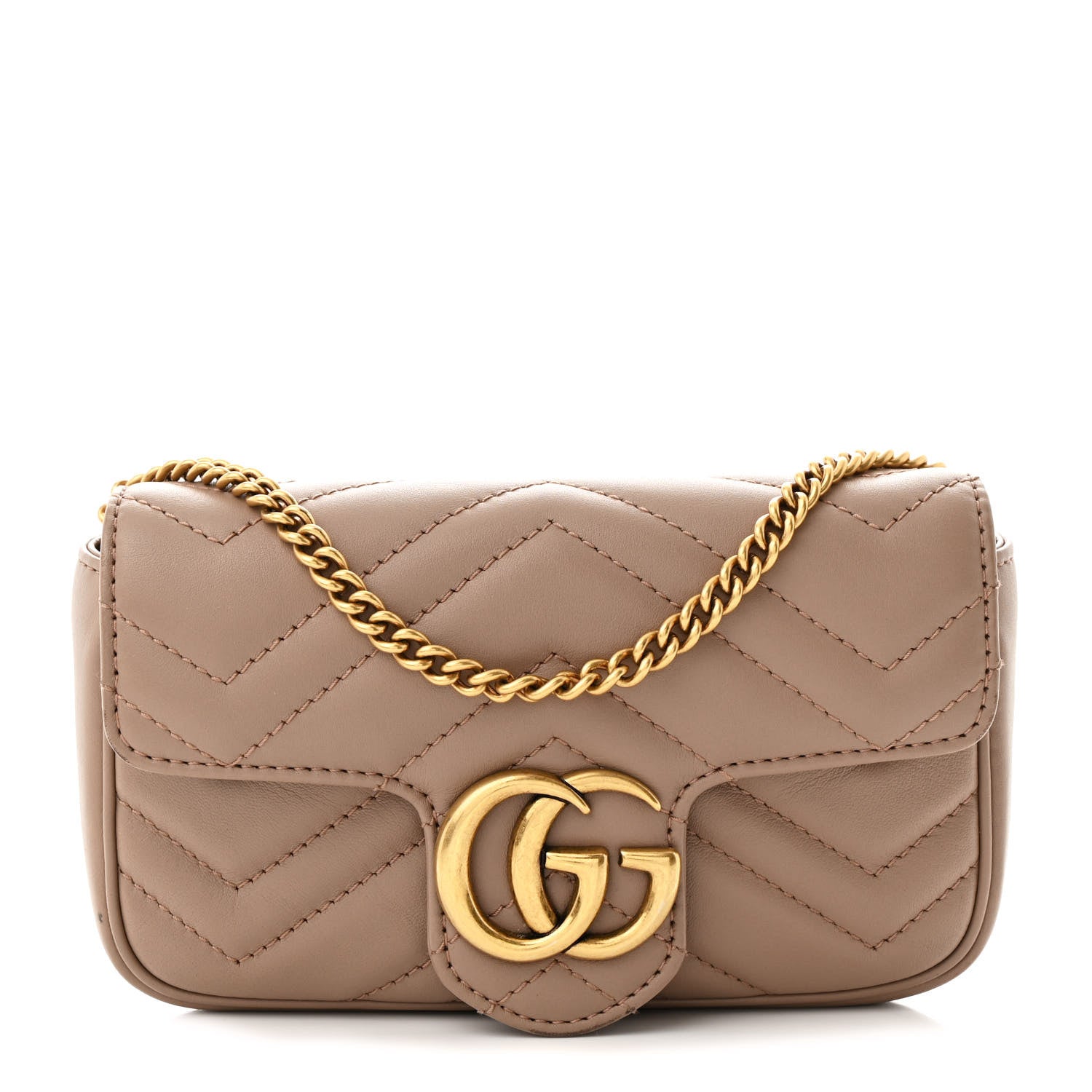 Gucci Calfskin Matelasse Super Mini GG Marmont Shoulder Bag Porcelain Rose 1 of 13