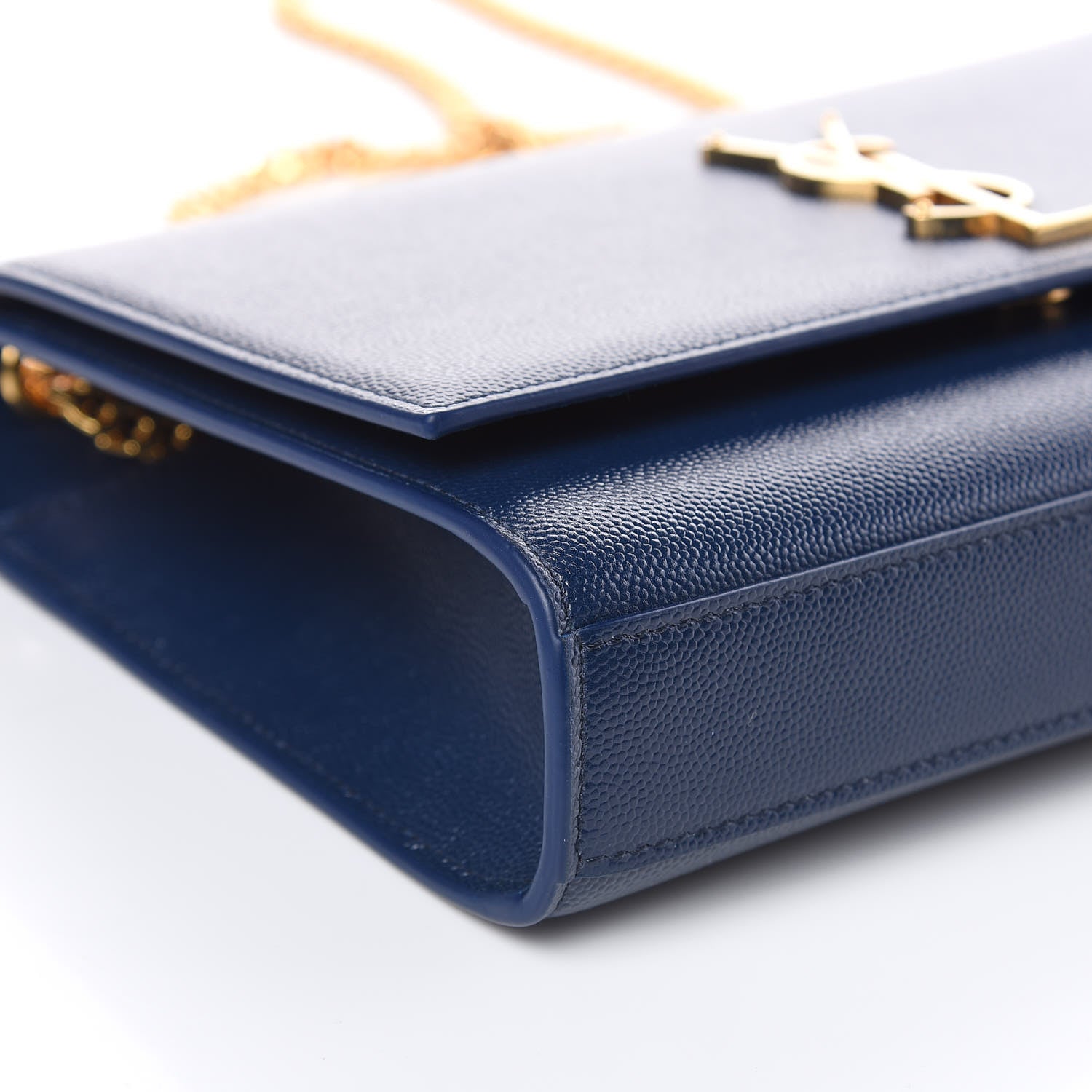 Saint Laurent Grain De Poudre Medium Classic Monogram Kate Satchel Denim Blue 8 of 10