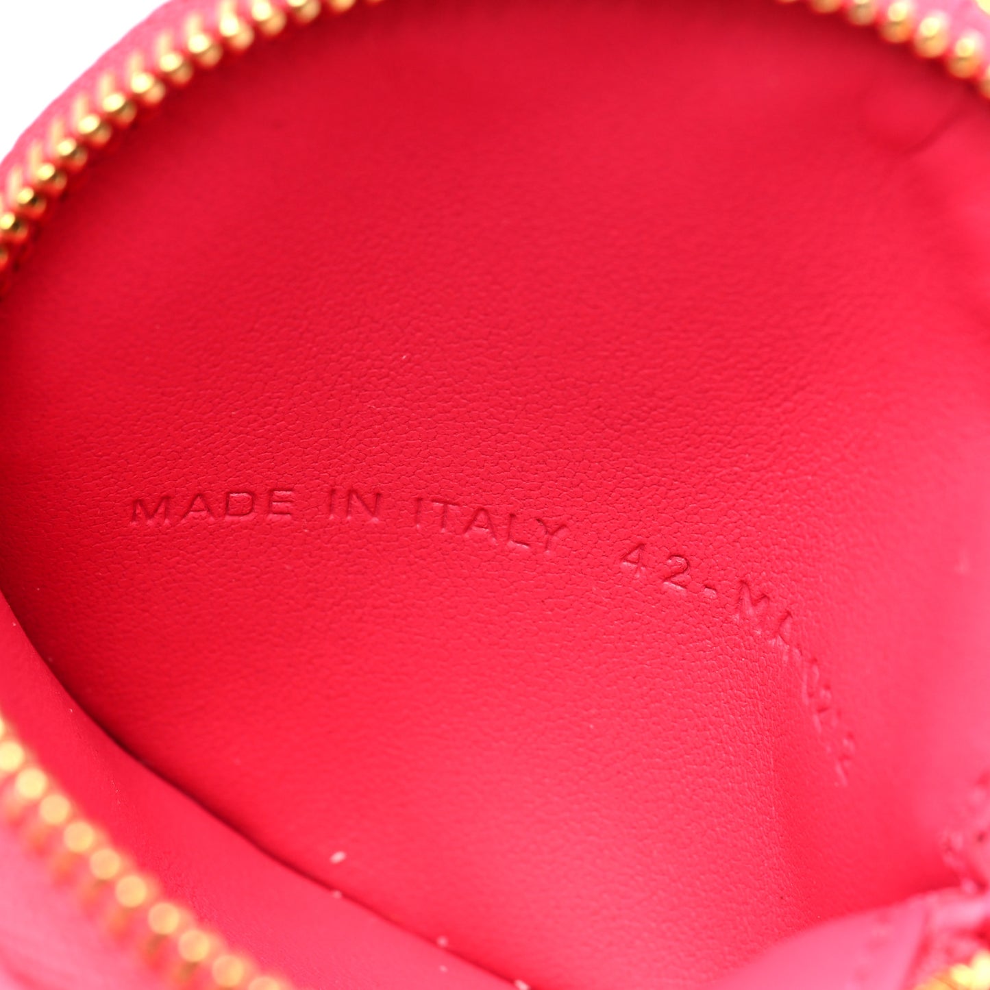 Supple Calfskin Cannage Round Caro Pouch With Chain Warm Fuchsia