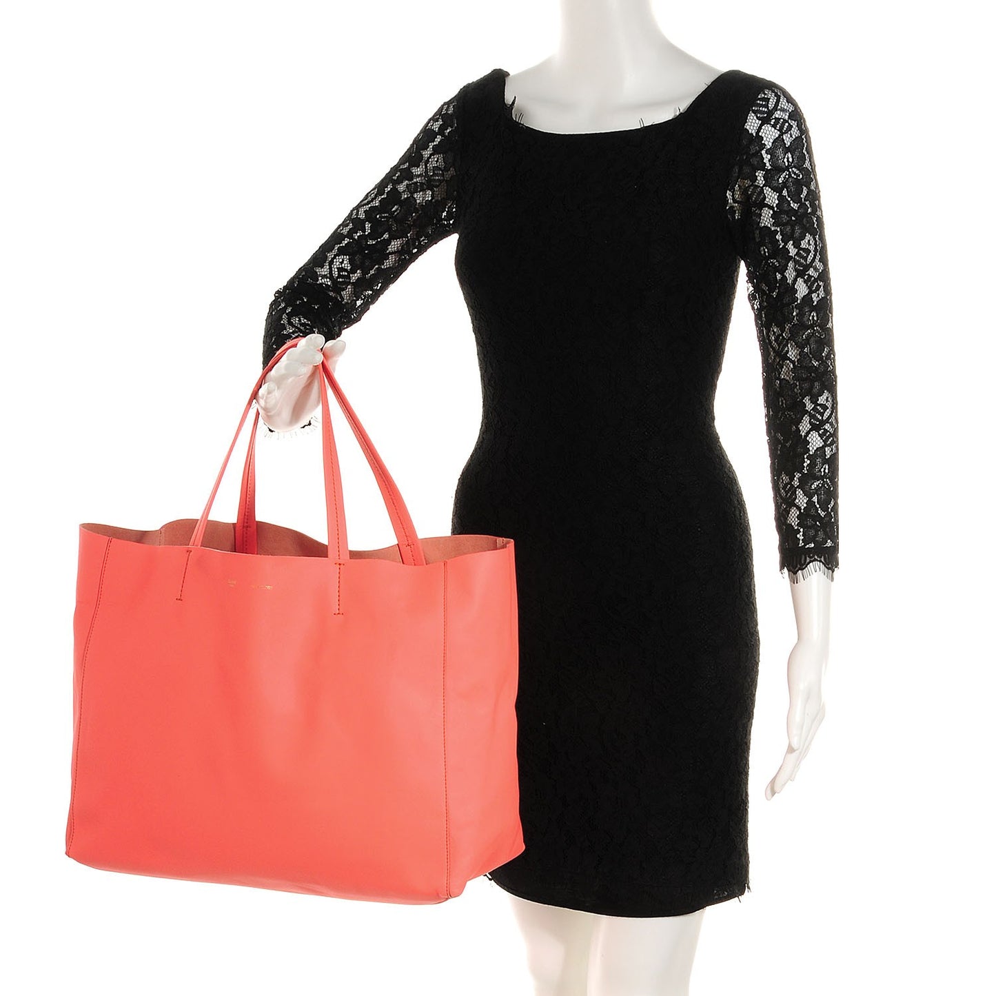 Lambskin Horizontal Cabas Fluo Peach