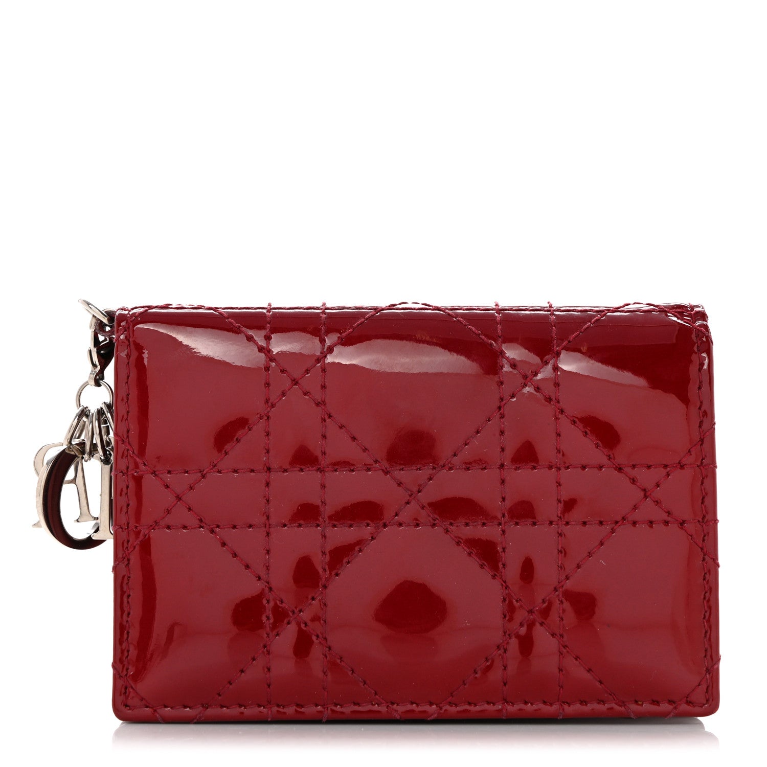 Christian Dior Patent Cannage Mini Lady Dior Wallet Cherry Red 1 of 8
