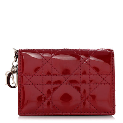 Christian Dior Patent Cannage Mini Lady Dior Wallet Cherry Red 1 of 8
