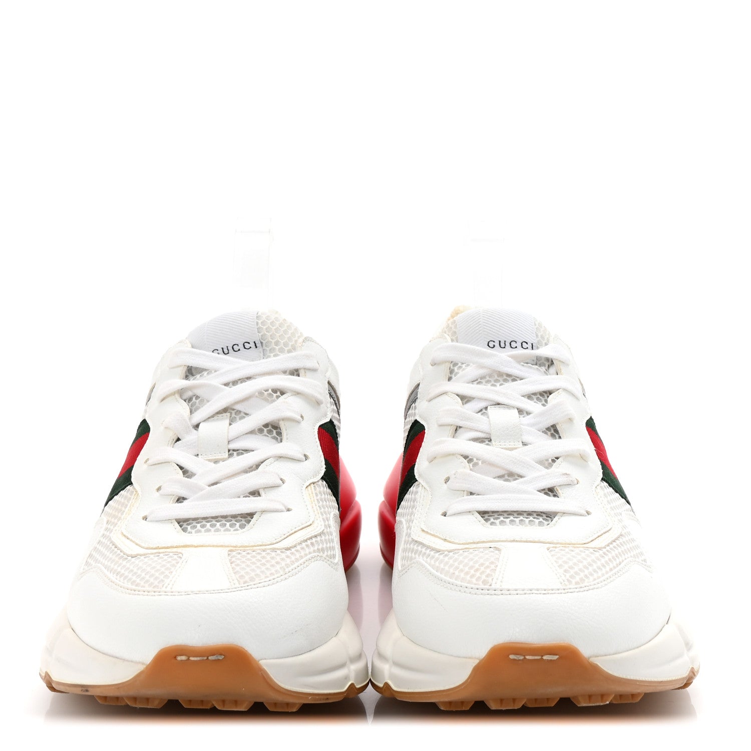 Gucci Lavaredo Eco Fabric Mesh Web Mens Rhyton Reflective Sneakers 10.5 Great White Water Rose Silver 3 of 9