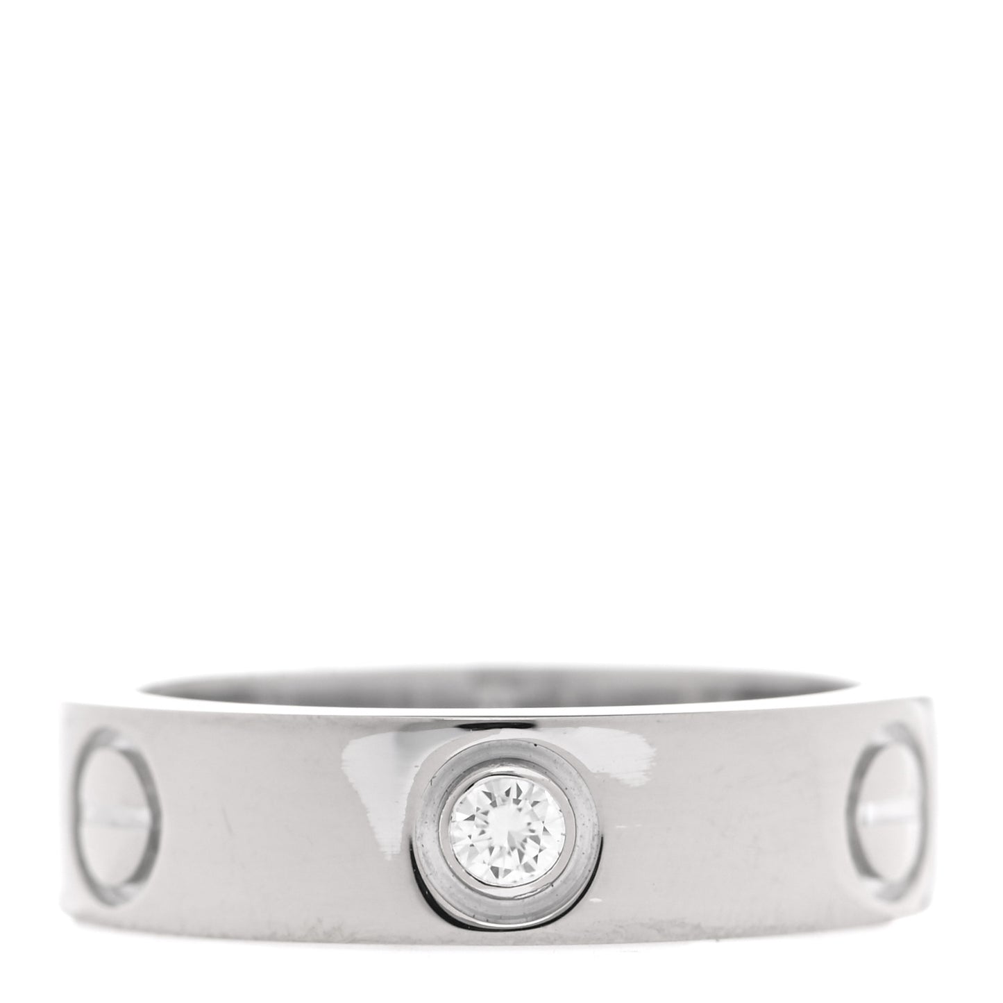 18K White Gold 3 Diamond 5.5mm LOVE Ring 54 6.75