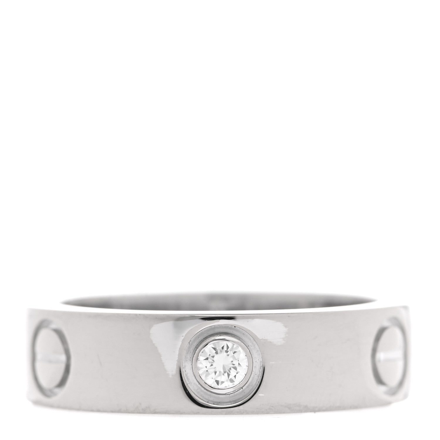 Cartier 18K White Gold 3 Diamond 5.5mm LOVE Ring 54 6.75 1 of 4