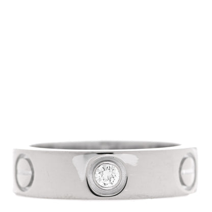 Cartier 18K White Gold 3 Diamond 5.5mm LOVE Ring 54 6.75 1 of 4