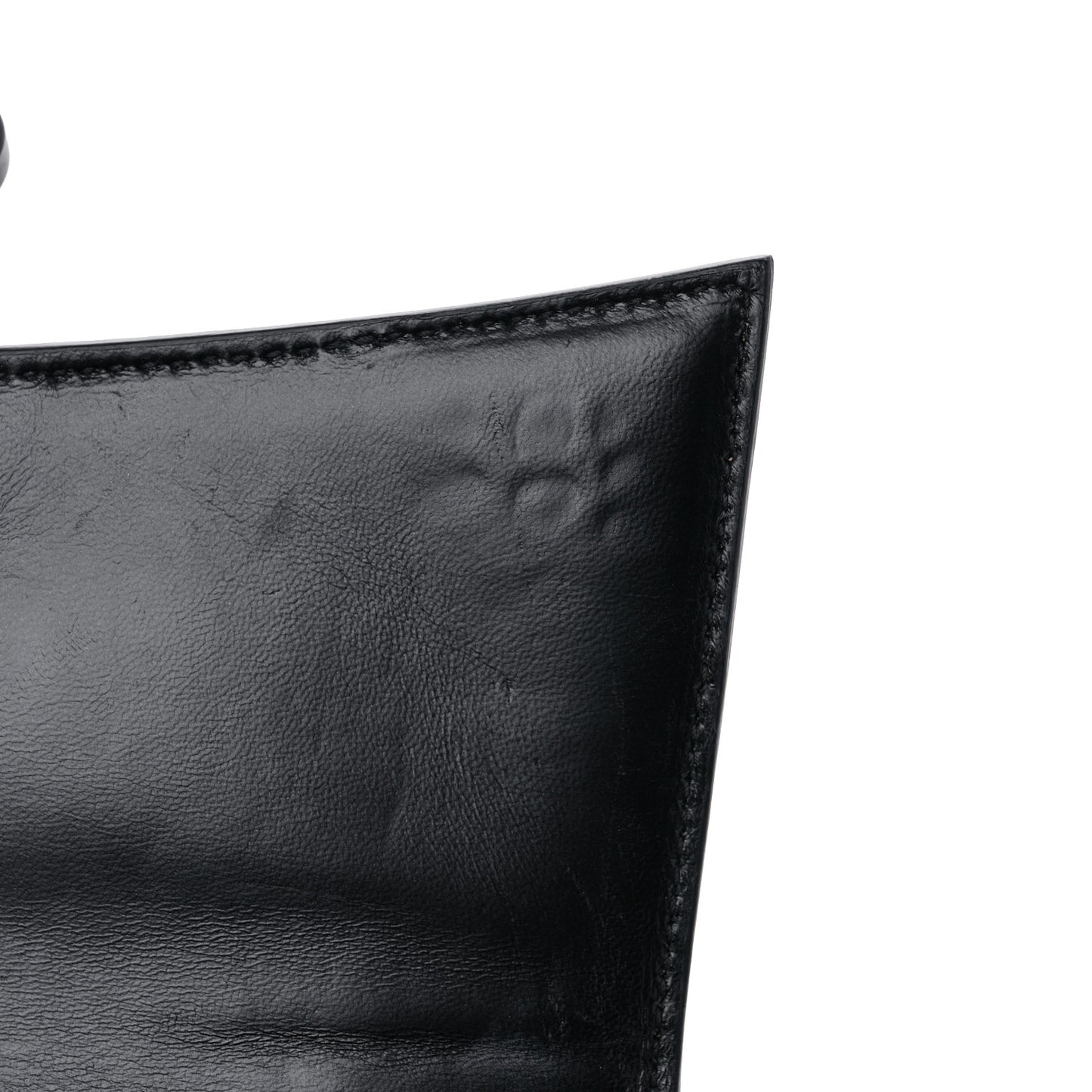 Shiny Calfskin Monochrome Crocodile Embossed Small Hourglass Top Handle Bag Black
