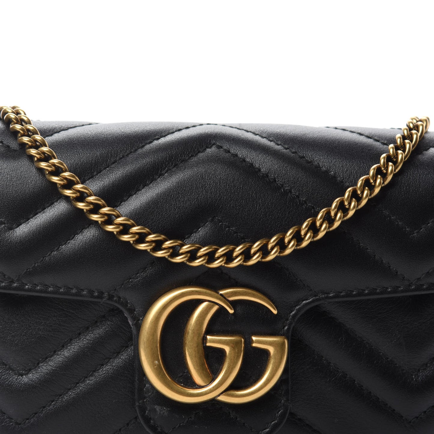 Calfskin Matelasse Super Mini GG Marmont Shoulder Bag Black