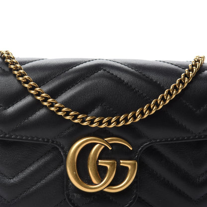 Gucci Calfskin Matelasse Super Mini GG Marmont Shoulder Bag Black 11 of 12
